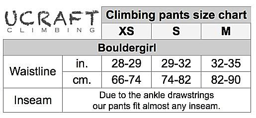 Ucraft Climbing Pants Size Chart
