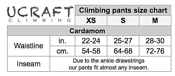Ucraft Climbing Pants Size Chart